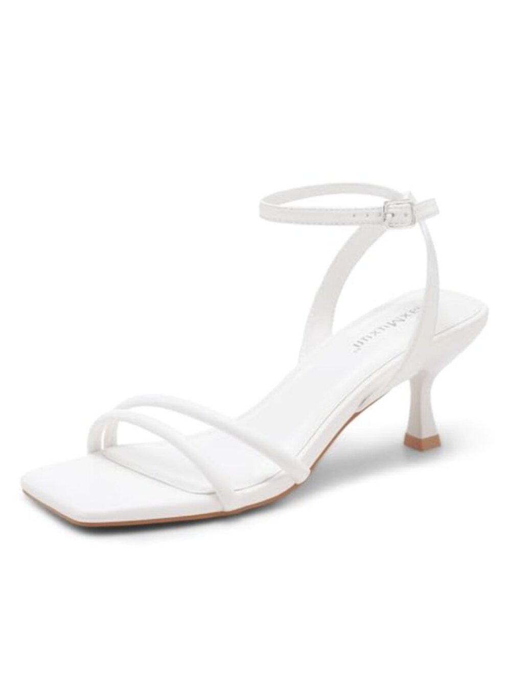 Strappy Faux Leather Kitten Heel Sandals Square Open Toe Ankle Strap Dress Shoes